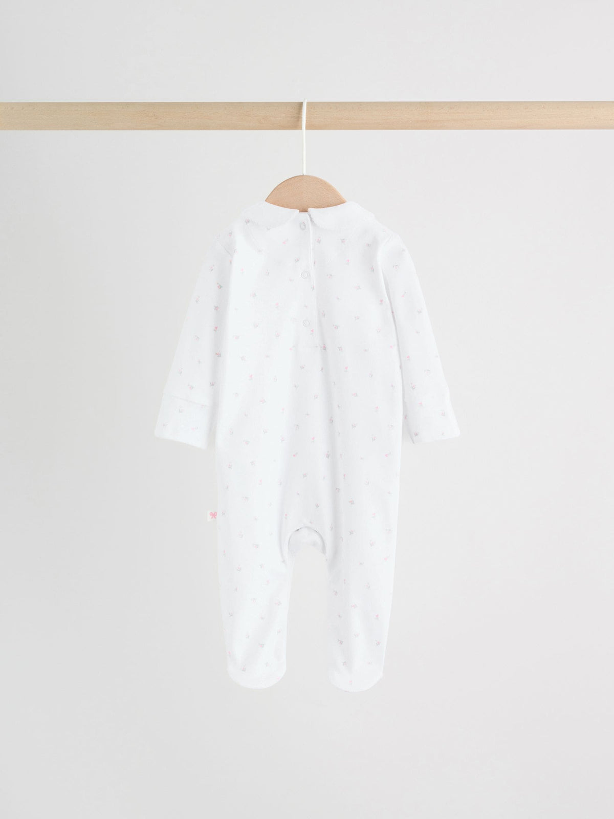 White/Pink Collar Baby Sleepsuits 3 Pack (0-2yrs)