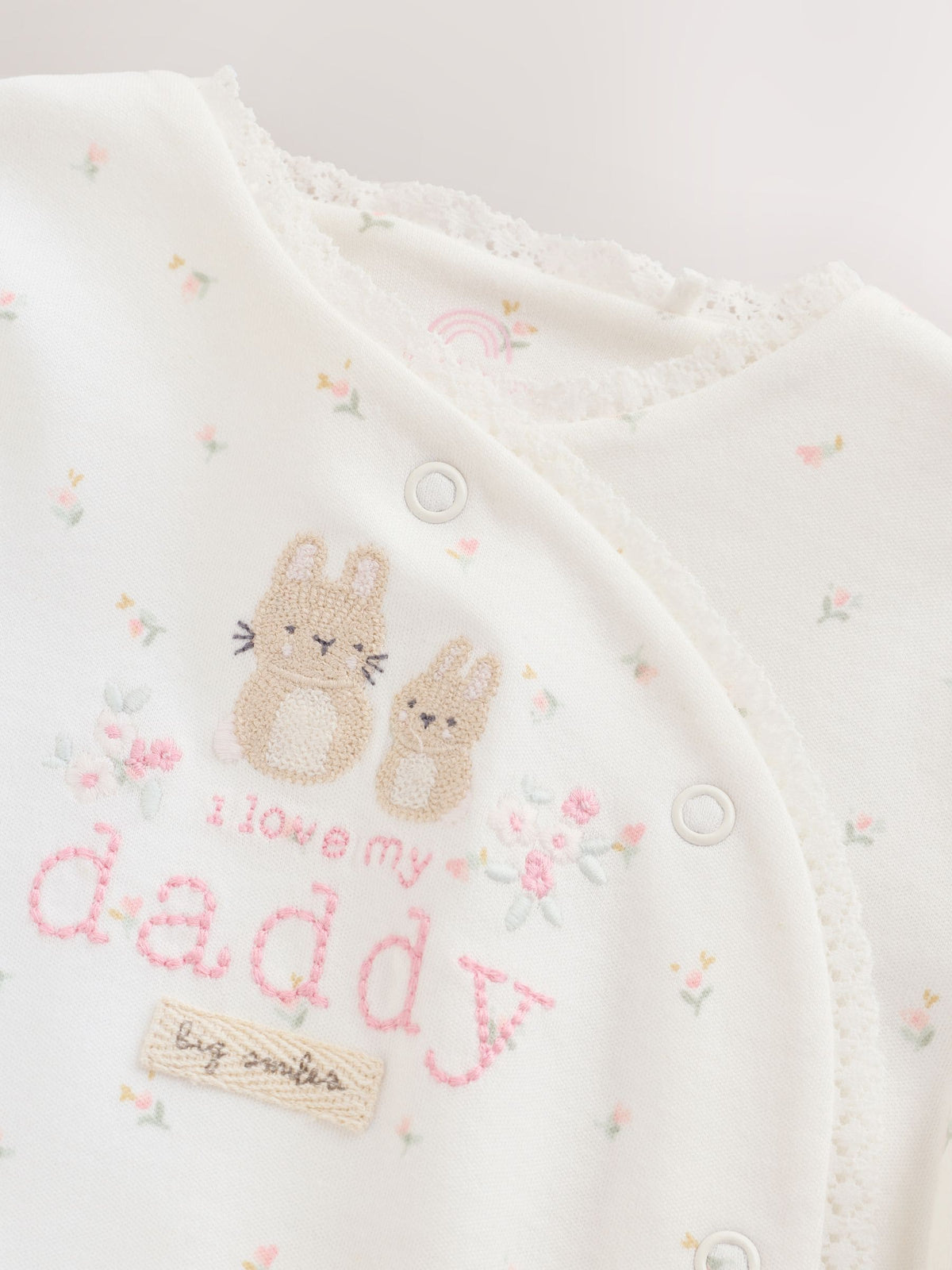 Ecru White Daddy Family Baby Sleepsuit (0-2yrs)