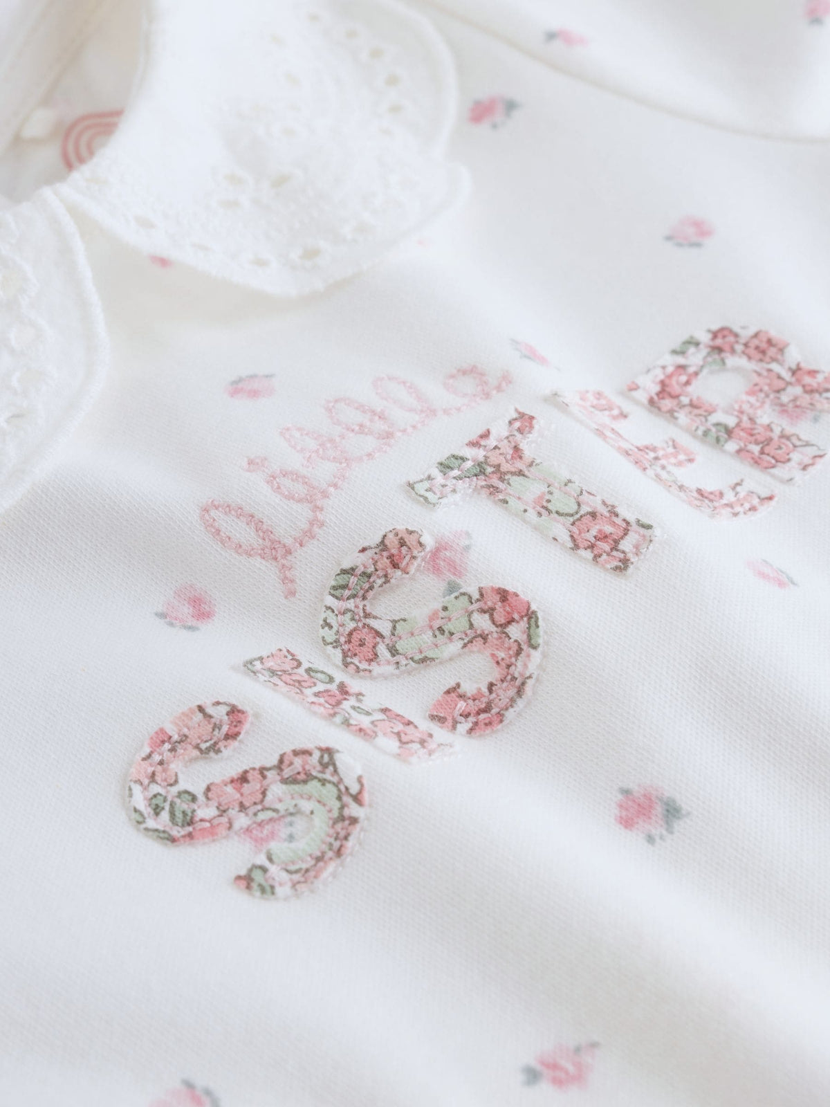 White Little Sister Family Baby Sleepsuit (0-2yrs)