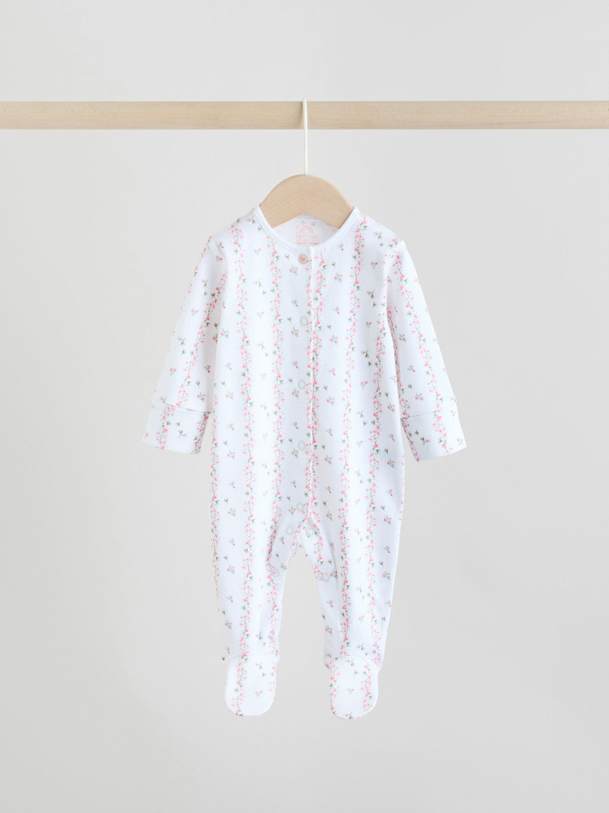 White/Pink 4 Pack Baby Sleepsuit (0-2yrs)