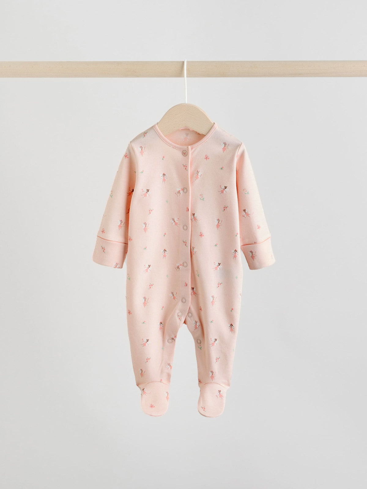White/Pink 4 Pack Baby Sleepsuit (0-2yrs)