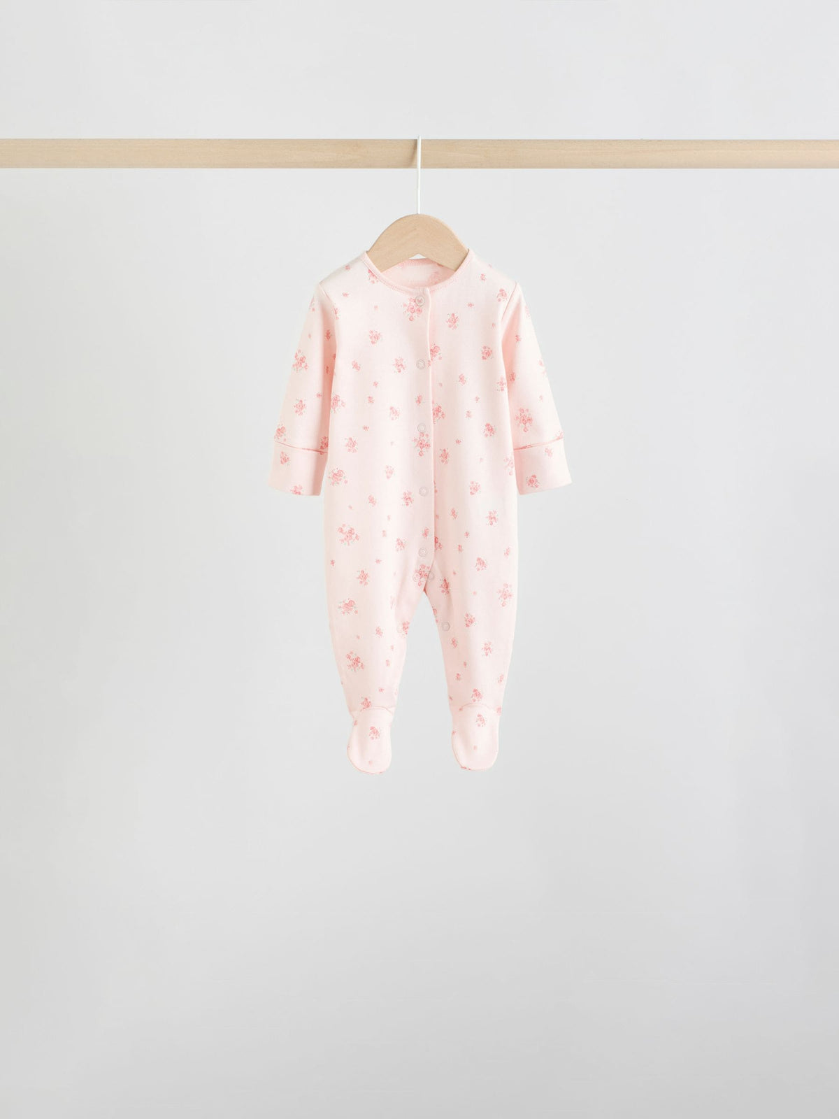 White/Pink 7 Pack Baby Sleepsuit (0-2yrs)