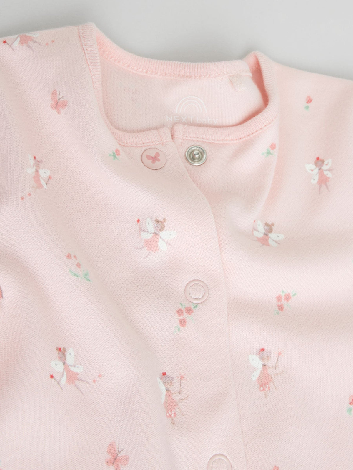 White/Pink 7 Pack Baby Sleepsuit (0-2yrs)