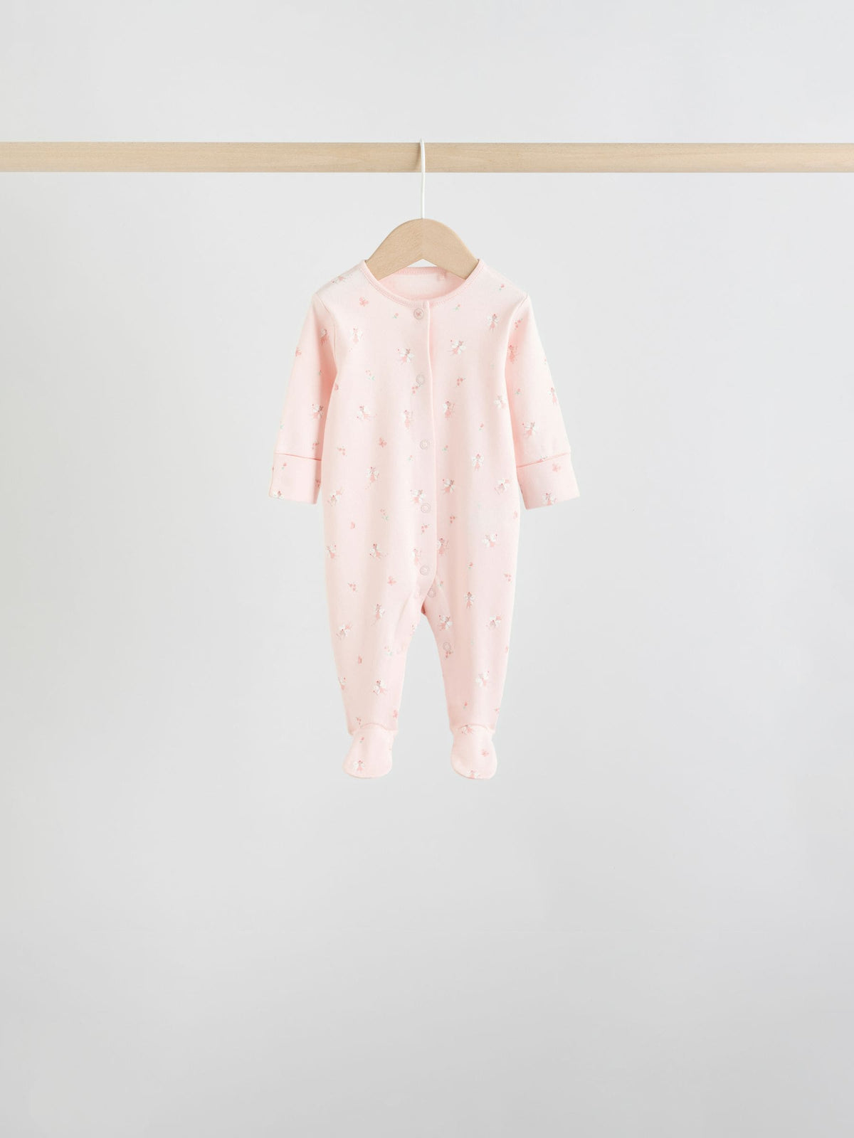 White/Pink 7 Pack Baby Sleepsuit (0-2yrs)