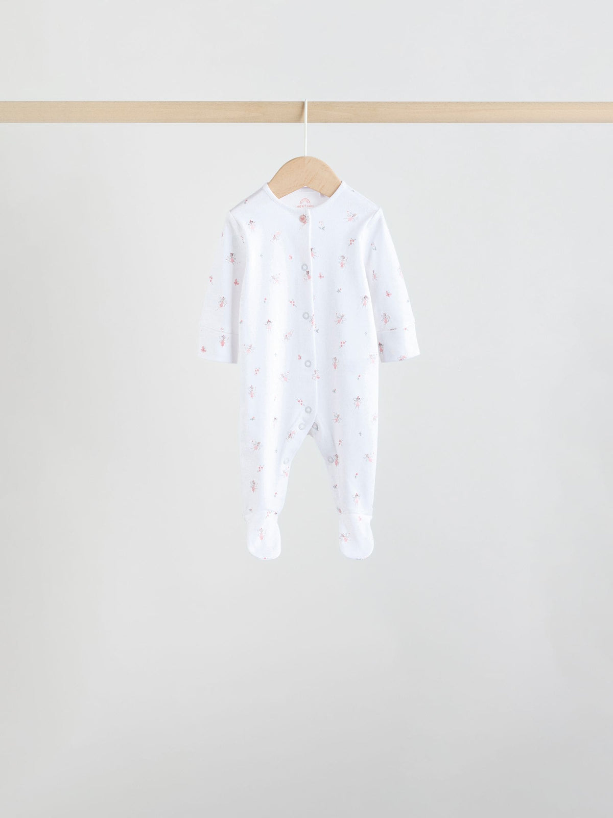 White/Pink 7 Pack Baby Sleepsuit (0-2yrs)