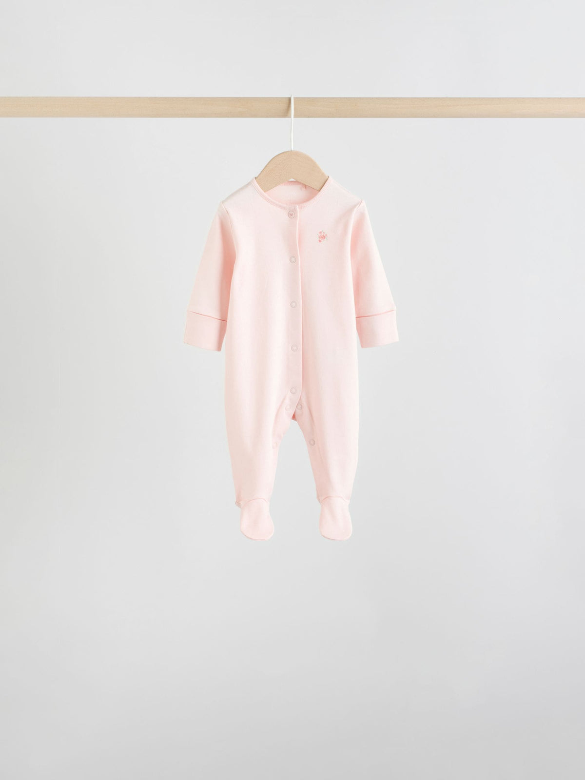 White/Pink 7 Pack Baby Sleepsuit (0-2yrs)