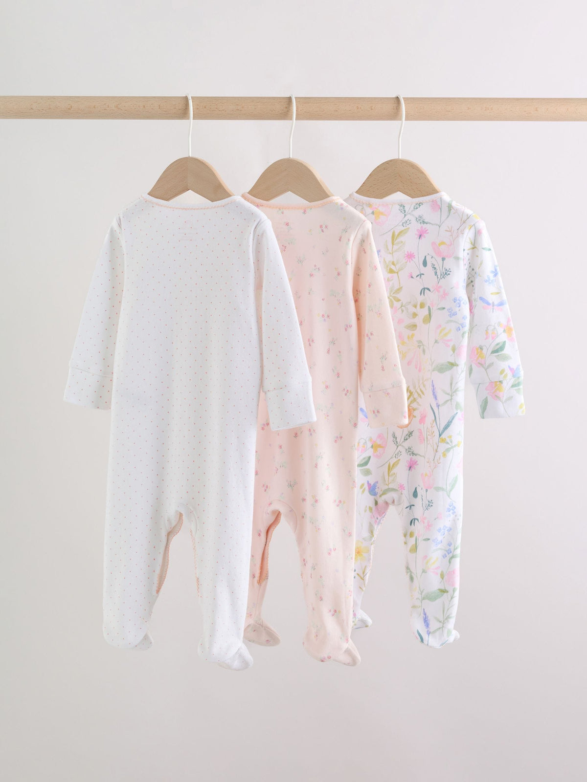 Pink Baby Bunny Sleepsuits 3 Pack (0-2yrs)