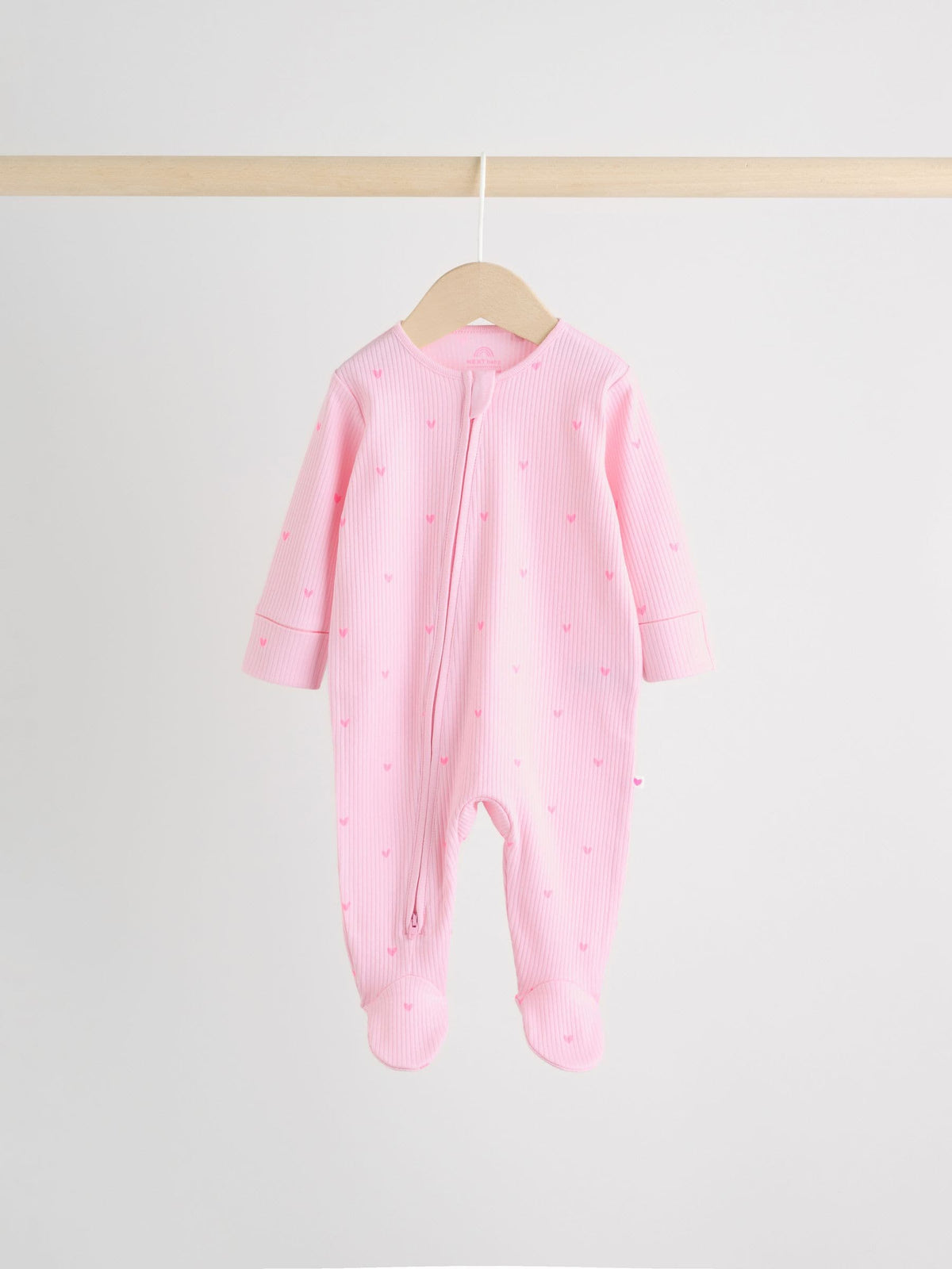 Pink 3 Pack Two Way Zip Baby Sleepsuits (0-2yrs)