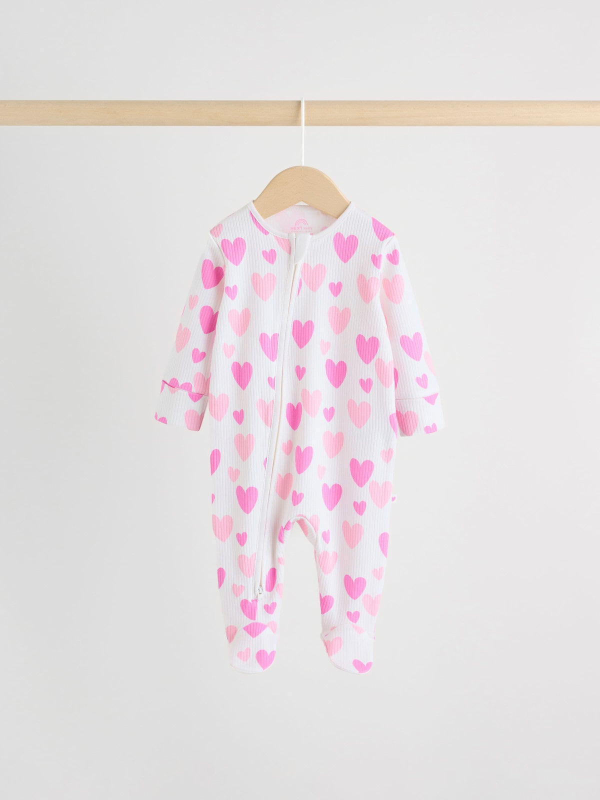 Pink 3 Pack Two Way Zip Baby Sleepsuits (0-2yrs)