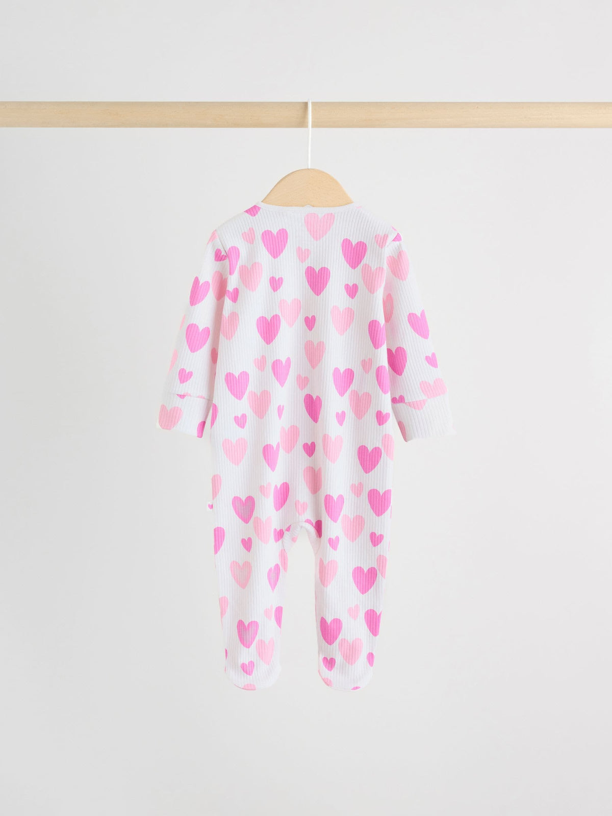 Pink 3 Pack Two Way Zip Baby Sleepsuits (0-2yrs)