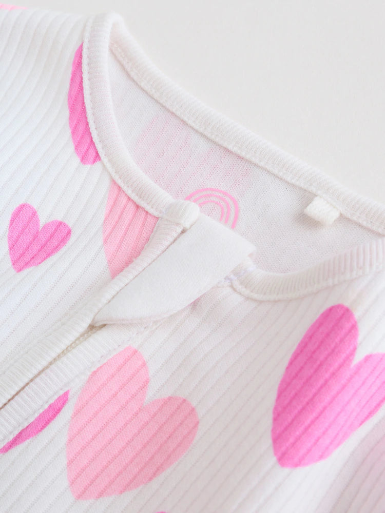 Pink 3 Pack Two Way Zip Baby Sleepsuits (0-2yrs)