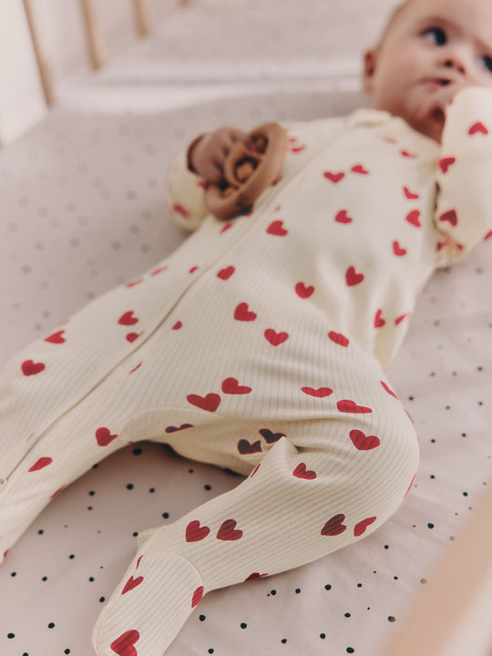 Red Heart Valentines Valentines Two Way Zip Baby Sleepsuit immediate