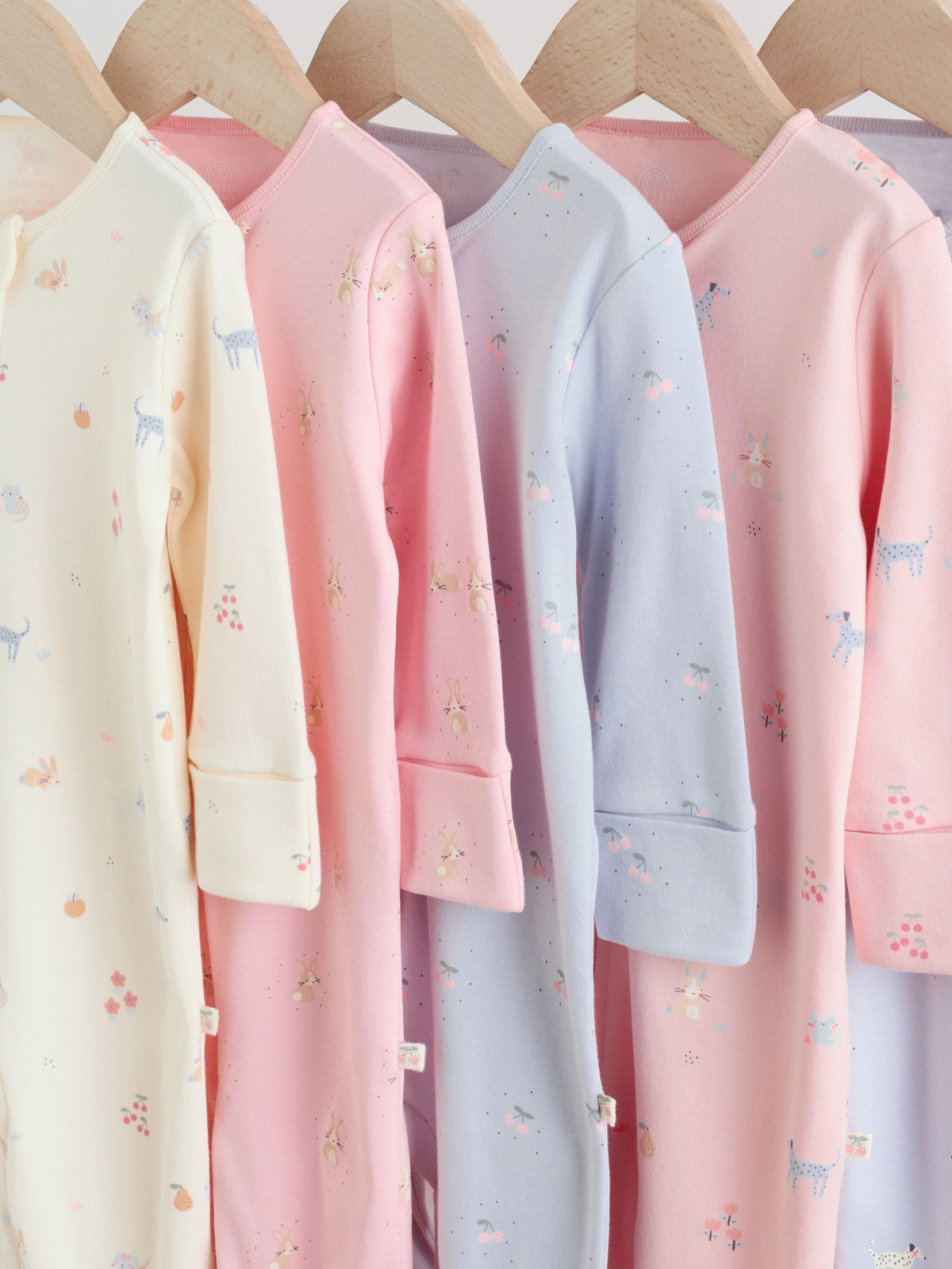 Multi Pastel Character Two Way Zip Baby Sleepsuits 5 Pack (0-2yrs)