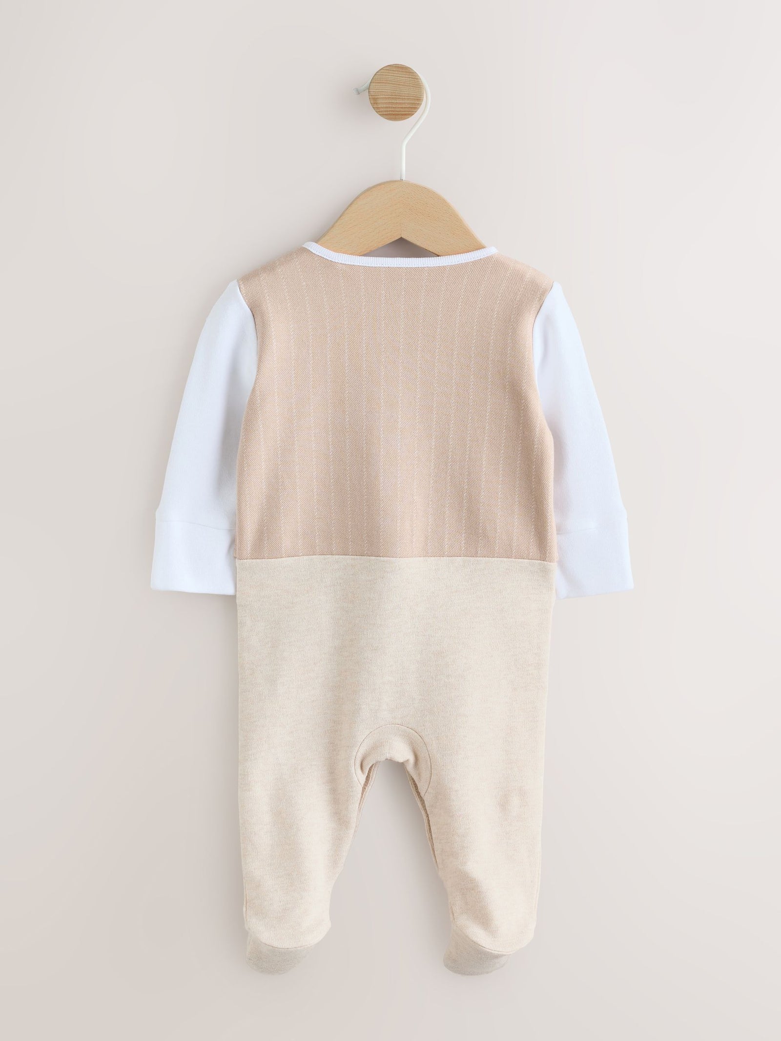 Neutral Smart Bow Tie Baby Sleepsuit (0mths-2yrs)