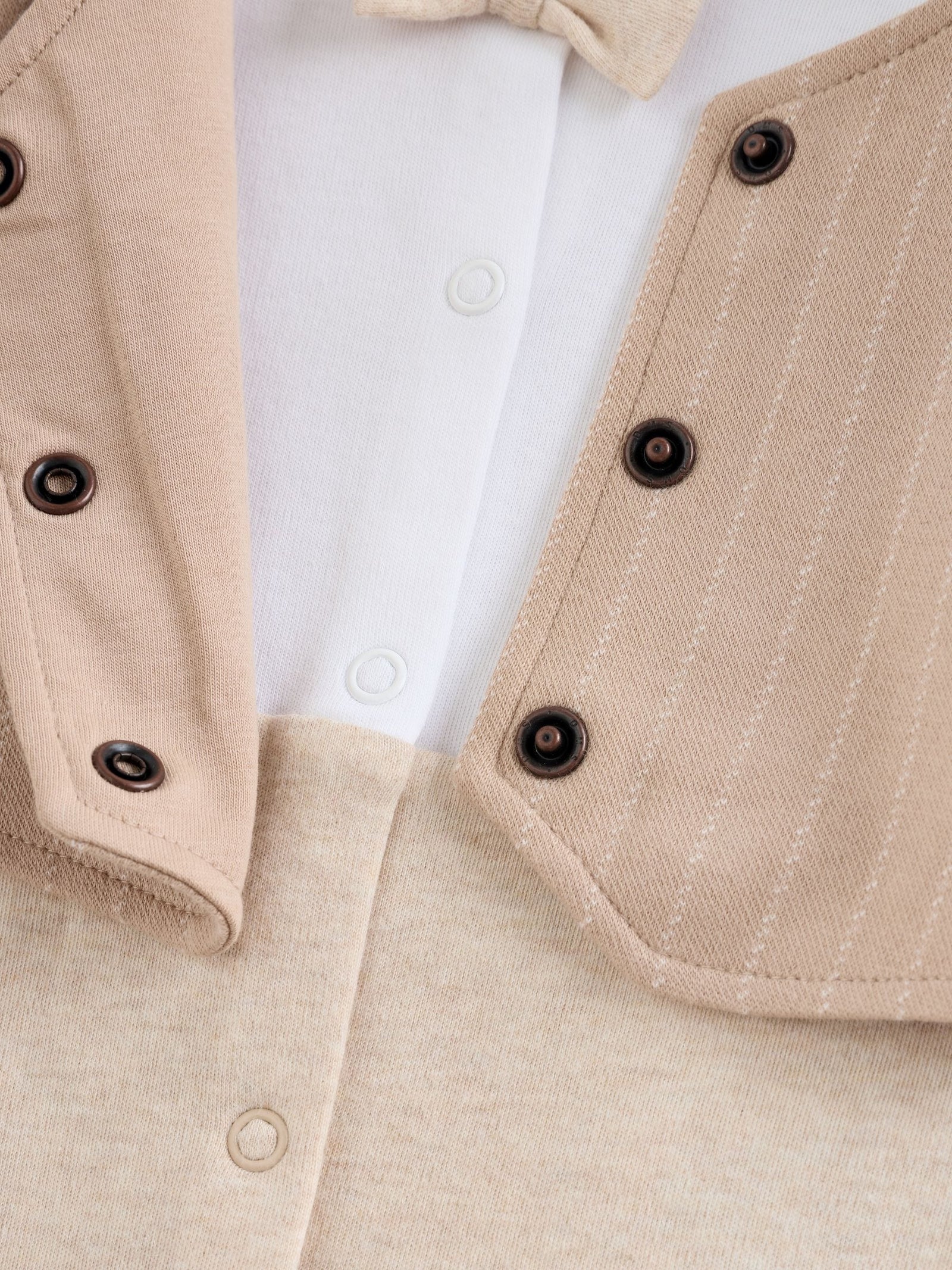 Neutral Smart Bow Tie Baby Sleepsuit (0mths-2yrs)
