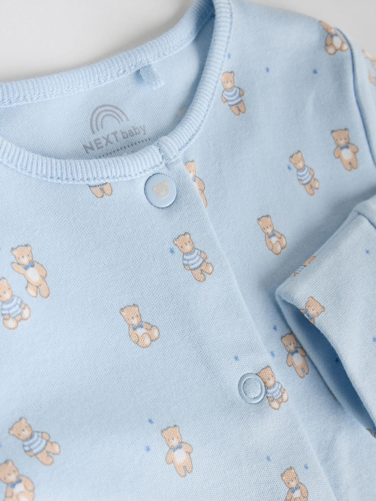 Blue 4 Pack Baby Bear Sleepsuit