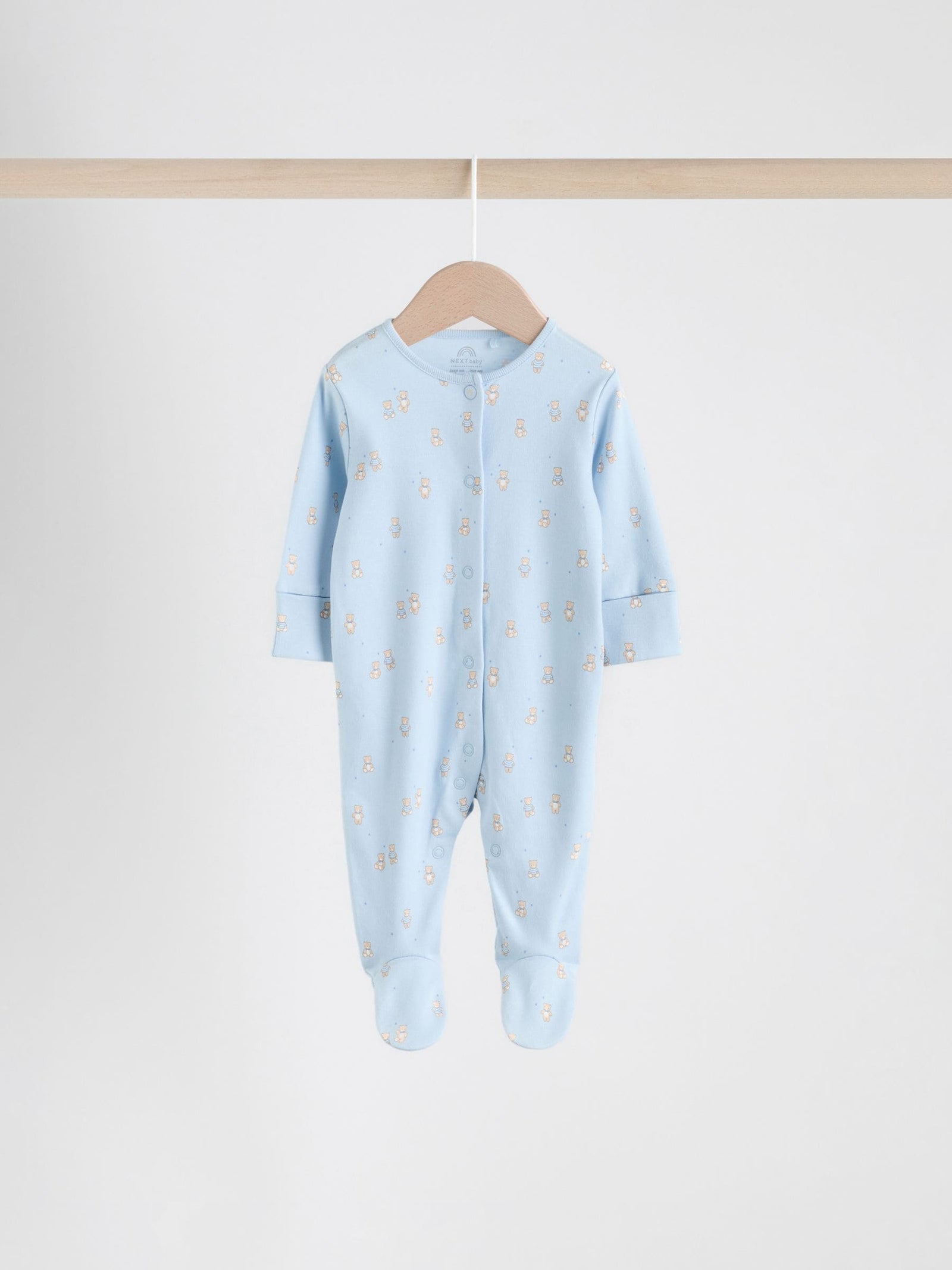 Blue 4 Pack Baby Bear Sleepsuit