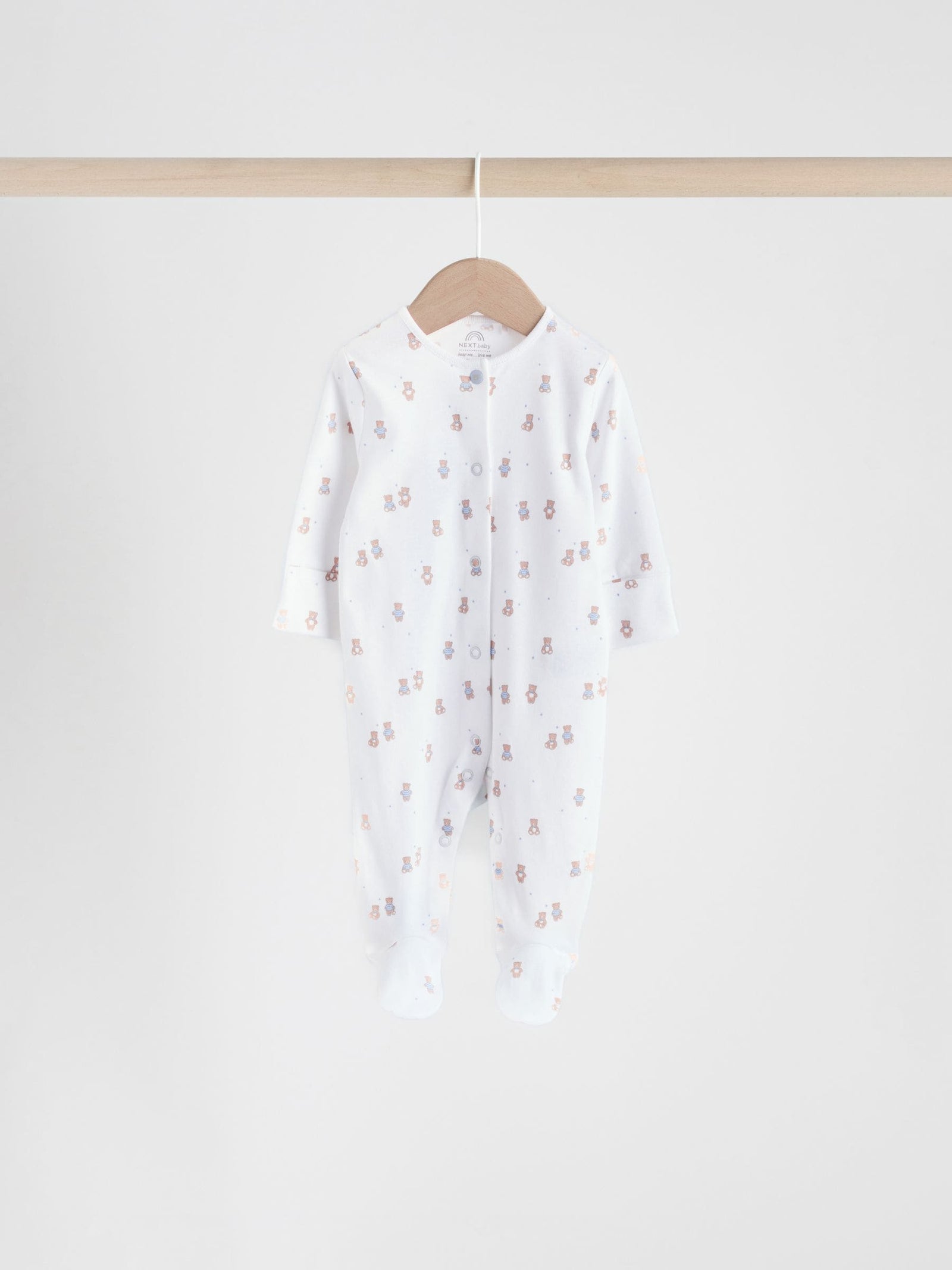 Blue 4 Pack Baby Bear Sleepsuit