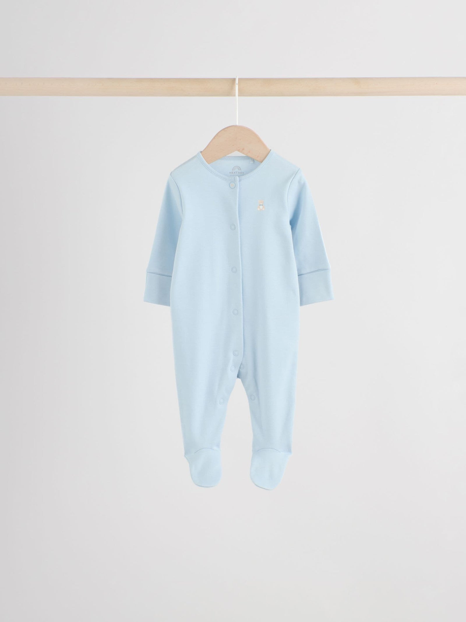Blue 7 Pack Baby Bear Sleepsuit