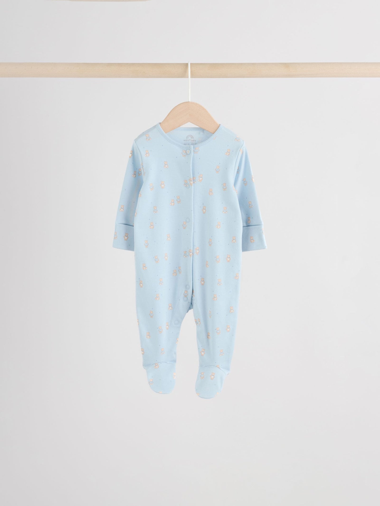 Blue 7 Pack Baby Bear Sleepsuit