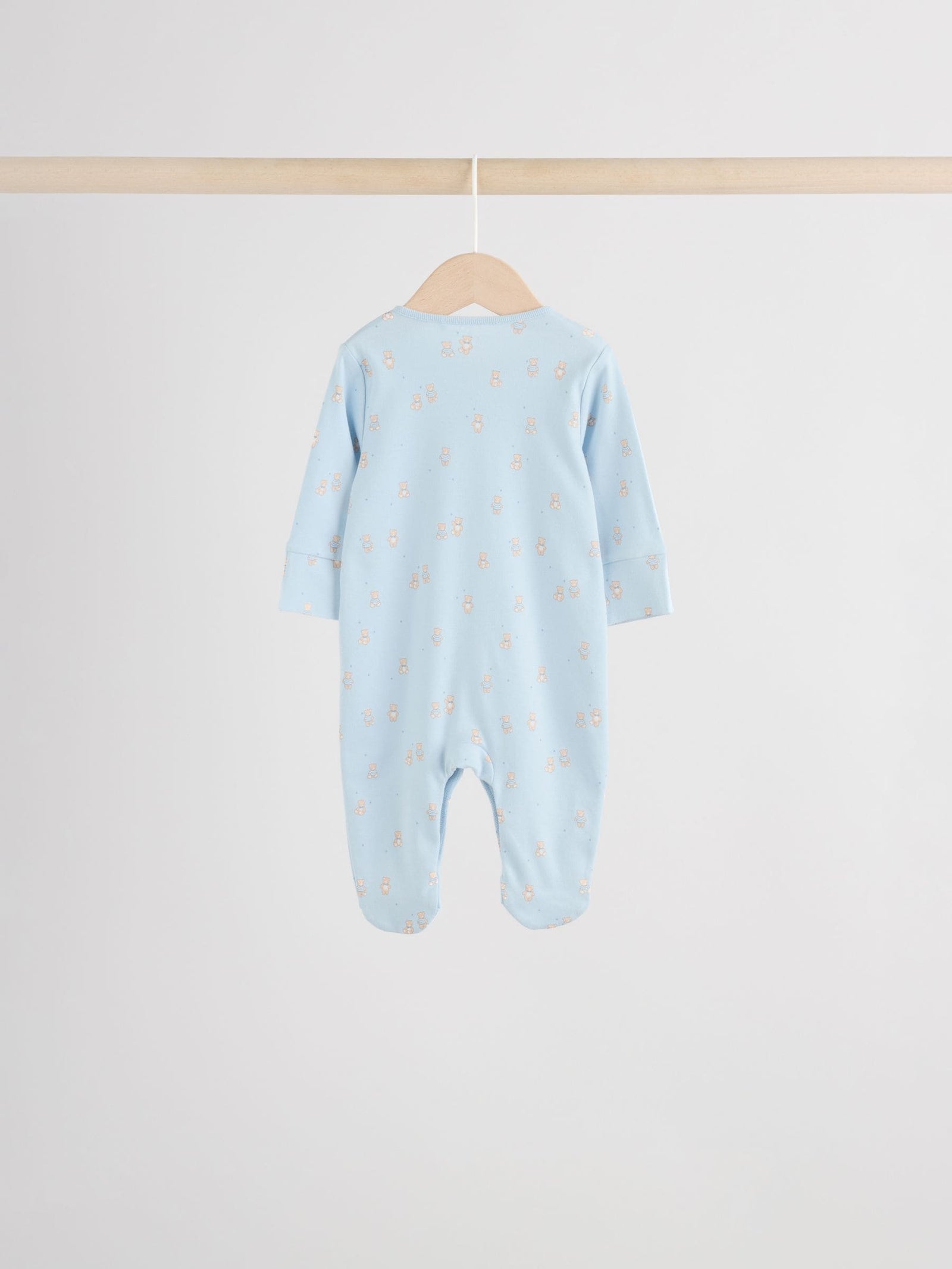 Blue 7 Pack Baby Bear Sleepsuit