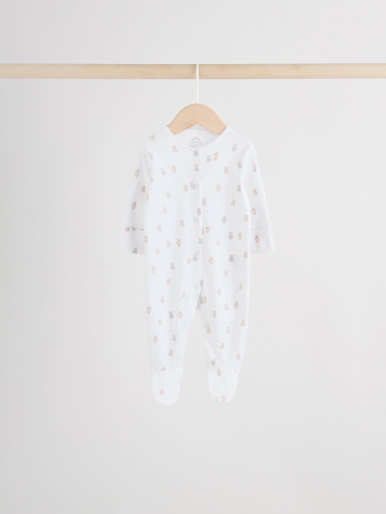 Blue 7 Pack Baby Bear Sleepsuit
