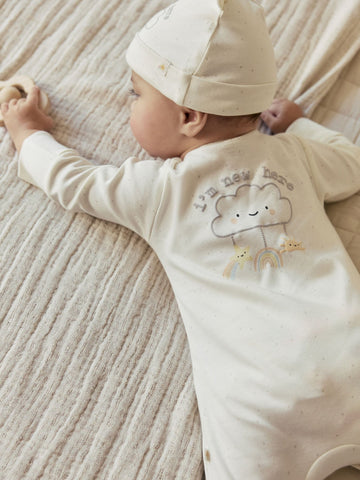 Neutral I'm New Here Sleepsuit And Hat Set