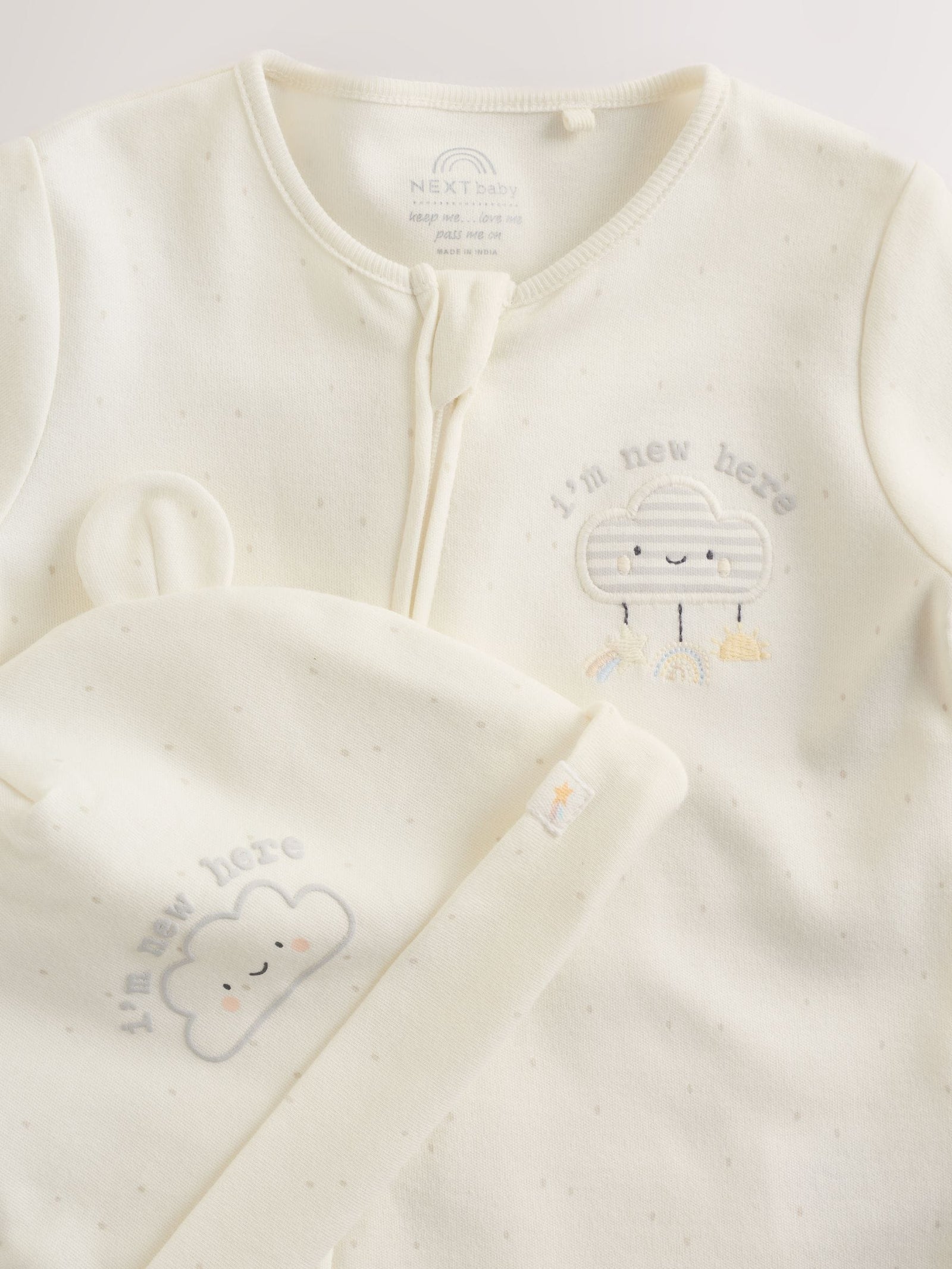 Neutral Im New Here Sleepsuit And Hat Set (0-9mths)