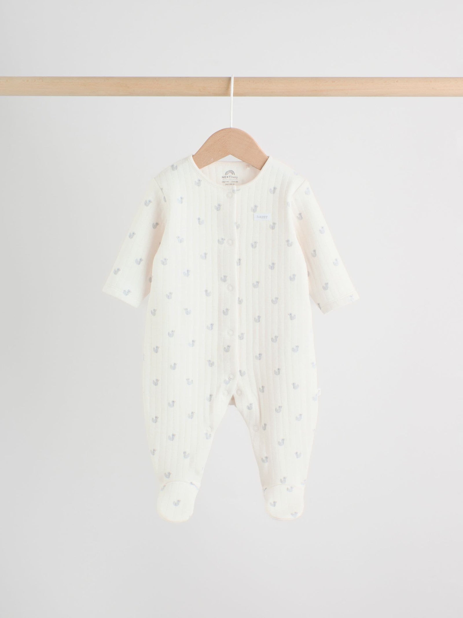 Grey Baby Quilted Sleepsuits 2 Pack