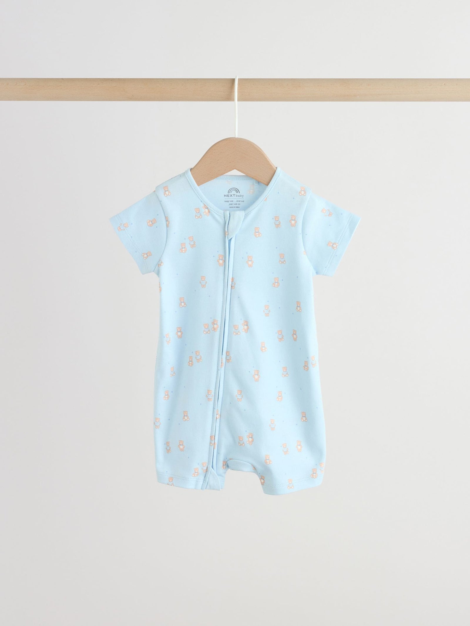 Blue Two Way Zip Baby Rompers 3 Pack (0mths-3yrs)