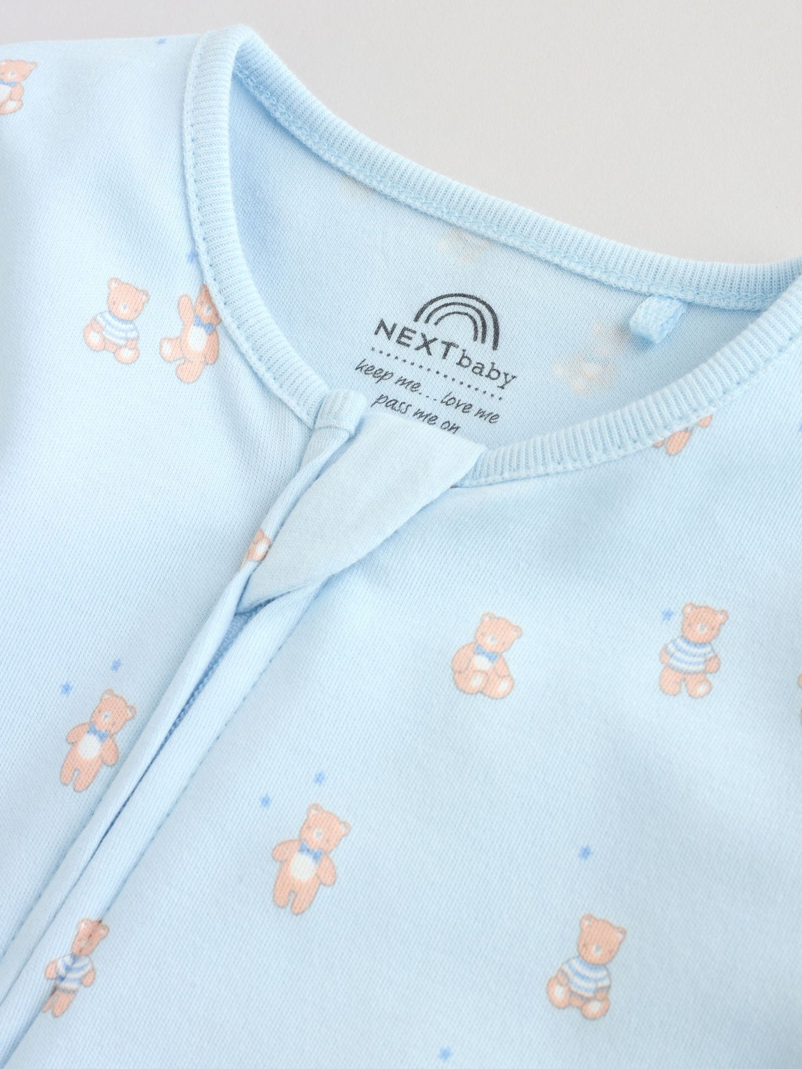 Blue Two Way Zip Baby Rompers 3 Pack (0mths-3yrs)