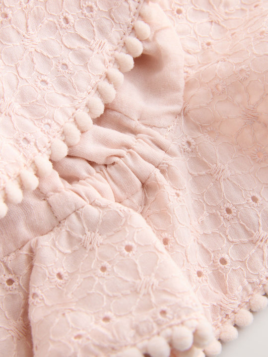 Pink and White Broderie 2pk Baby Bucket Hat