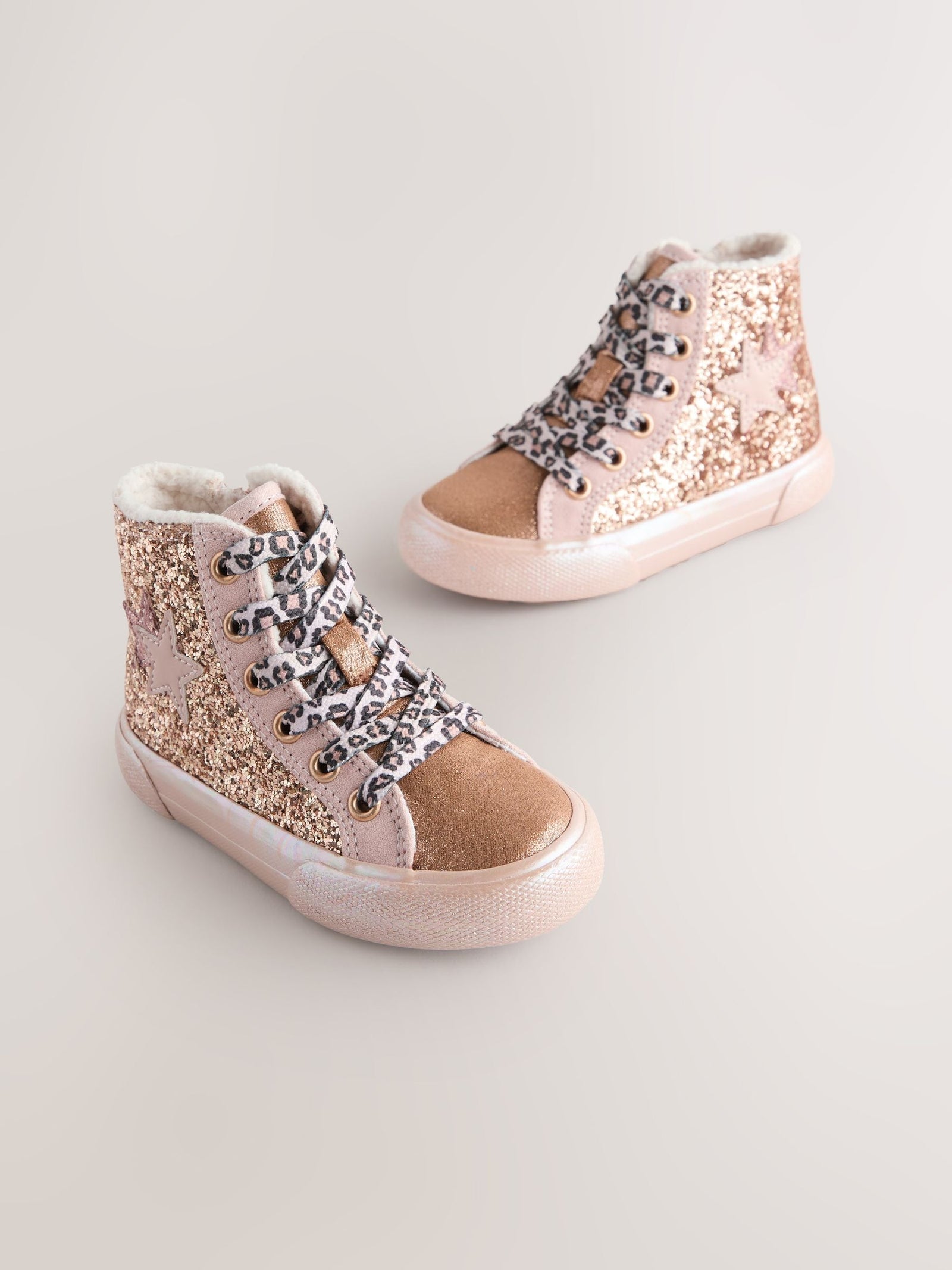 Gold Wide Fit (G) Star High Top Trainers
