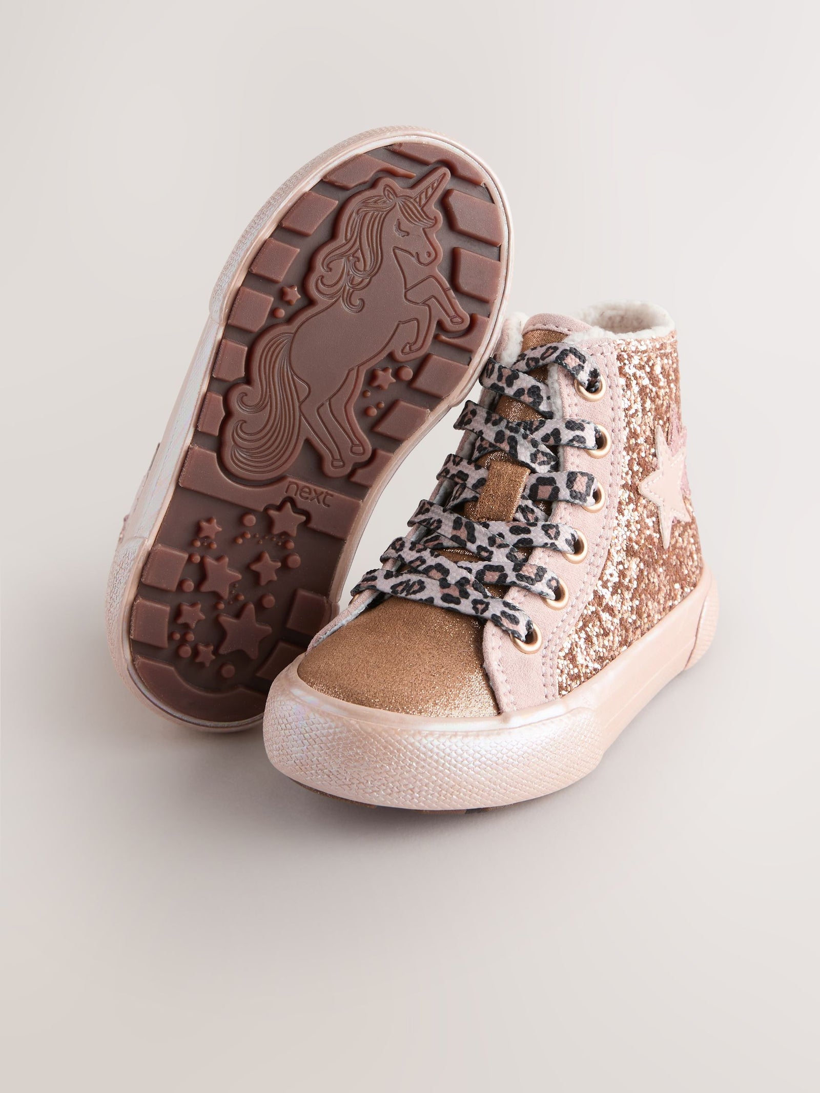 Gold Wide Fit (G) Star High Top Trainers