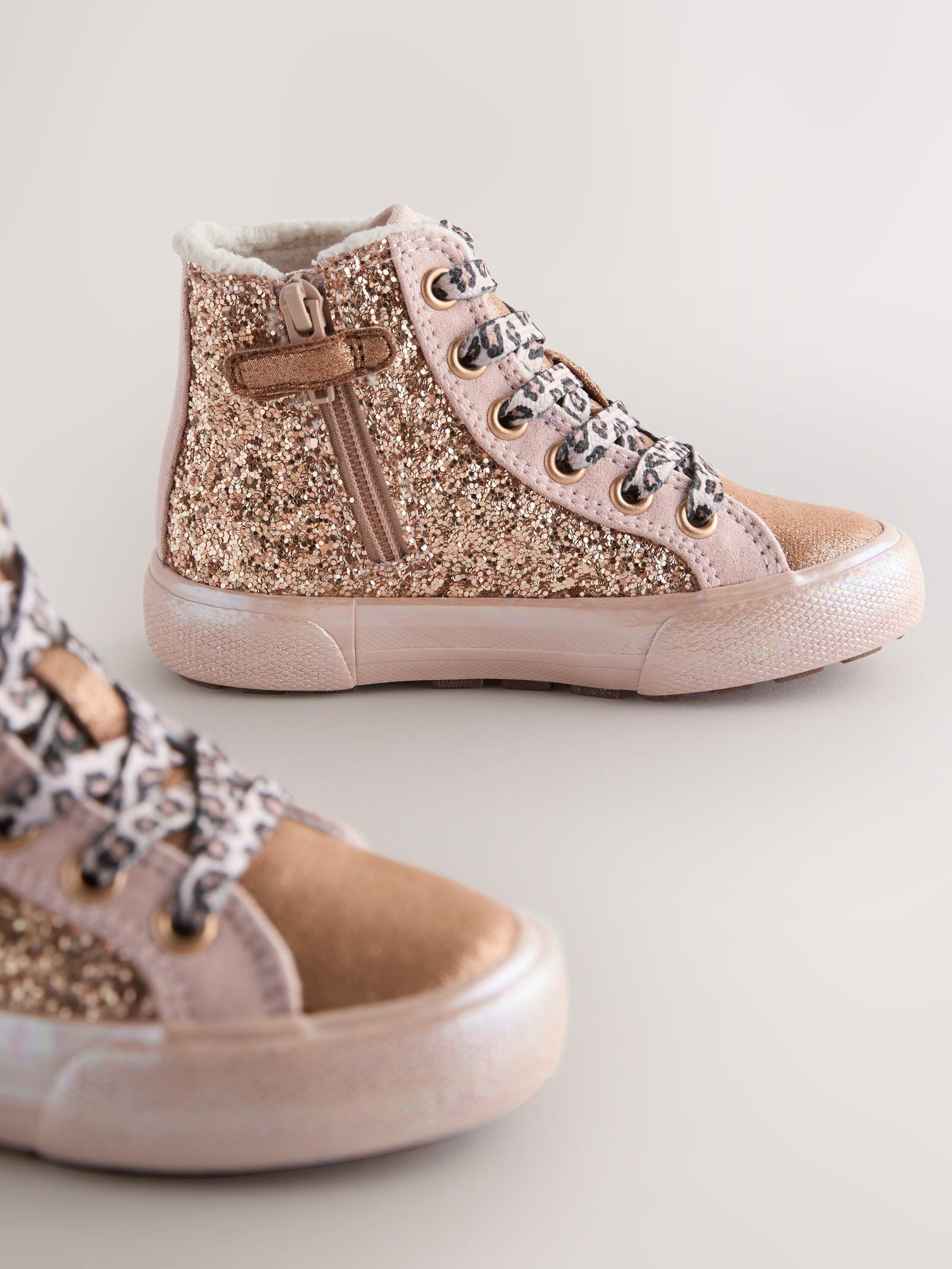 Gold Wide Fit (G) Star High Top Trainers