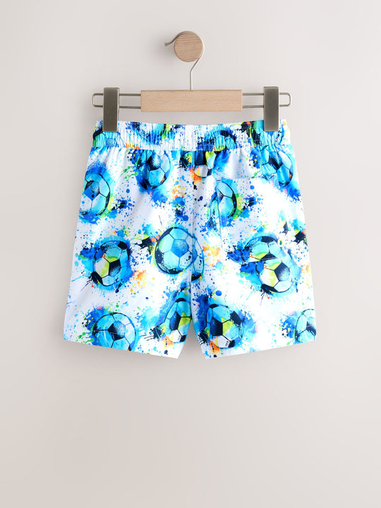 White/Blue Football Printed Swim Shorts (3-16yrs)