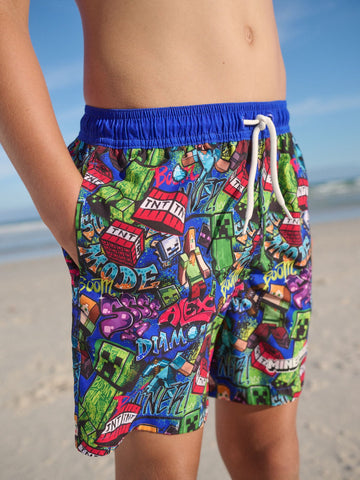 Navy Minecraft Swim Shorts (3-16yrs)