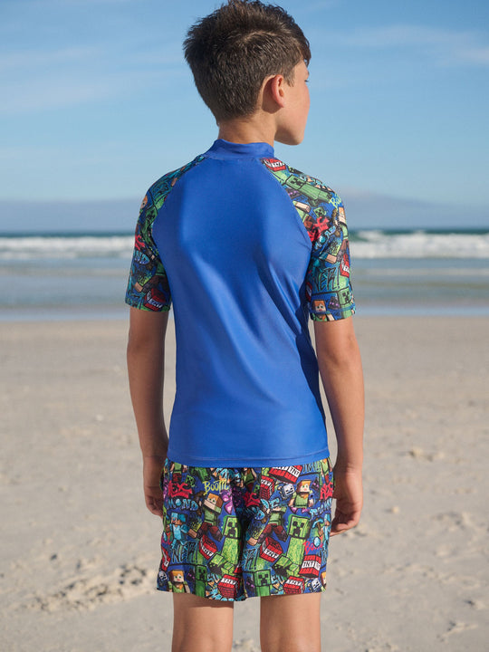 Navy Minecraft Rash Vest (3-16yrs)