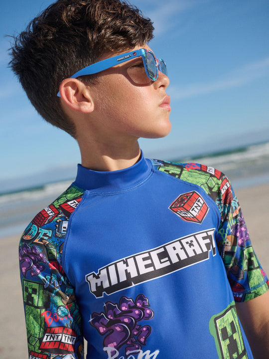 Navy Minecraft Rash Vest (3-16yrs)