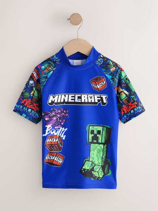 Navy Minecraft Rash Vest (3-16yrs)