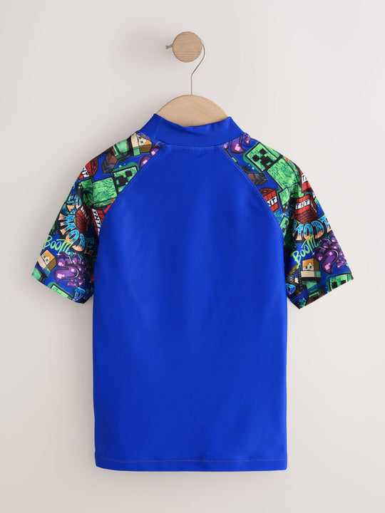 Navy Minecraft Rash Vest (3-16yrs)