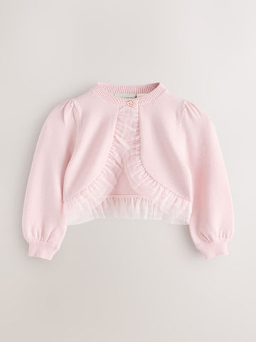 Baker by Ted Baker Knitted Mesh Ruffle Hem Cardigan