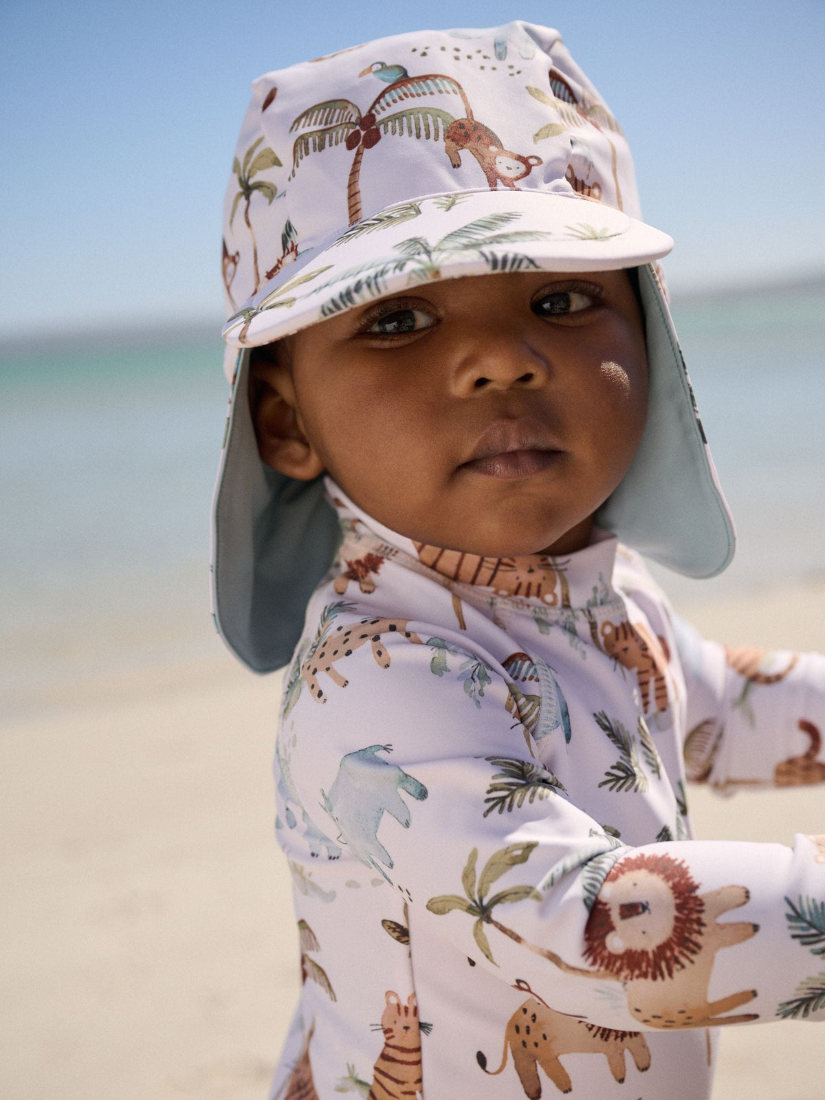 White Sunsafe Swimsuit and Hat Set (3mths-7yrs)