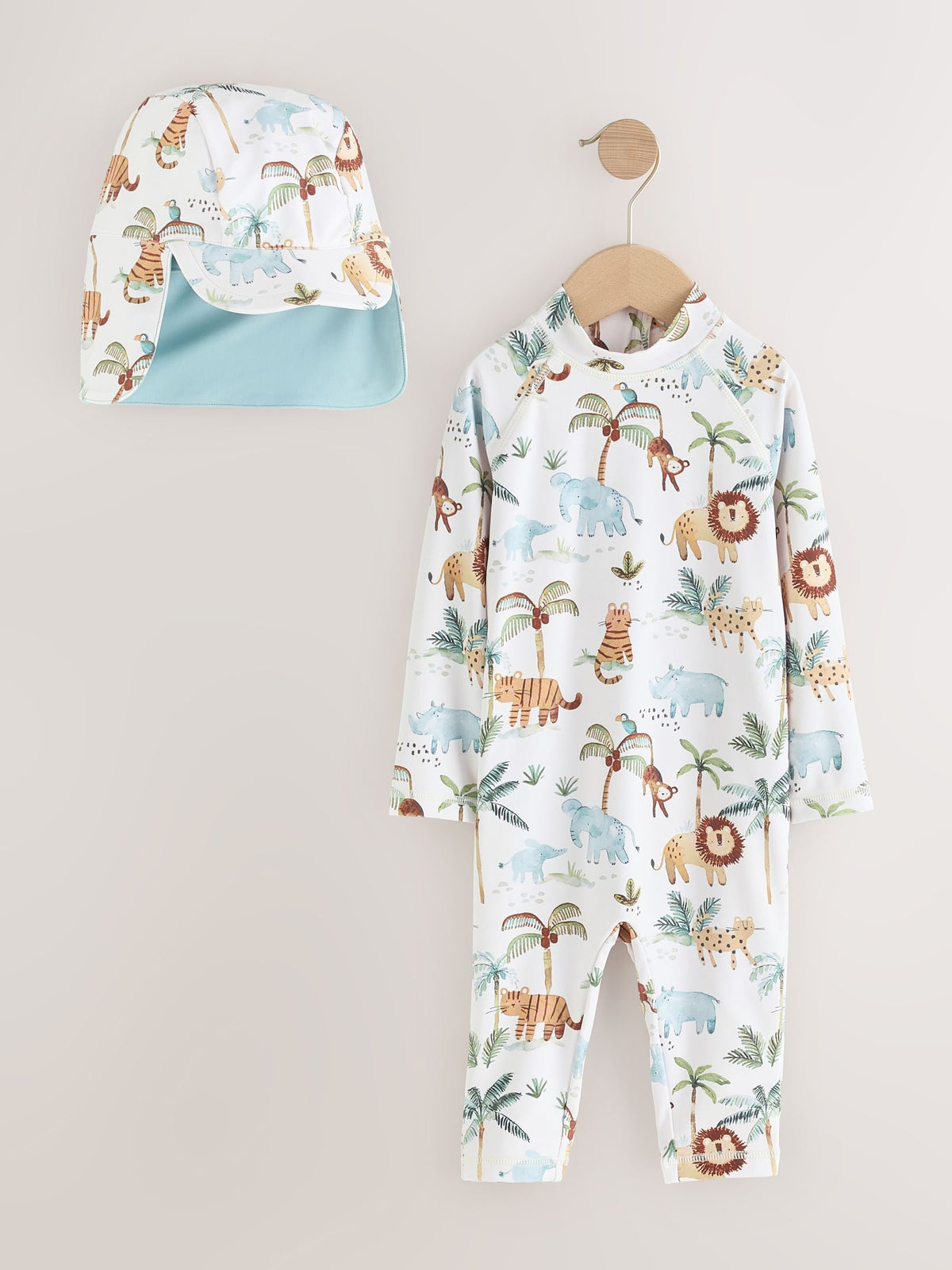 White Sunsafe Swimsuit and Hat Set (3mths-7yrs)