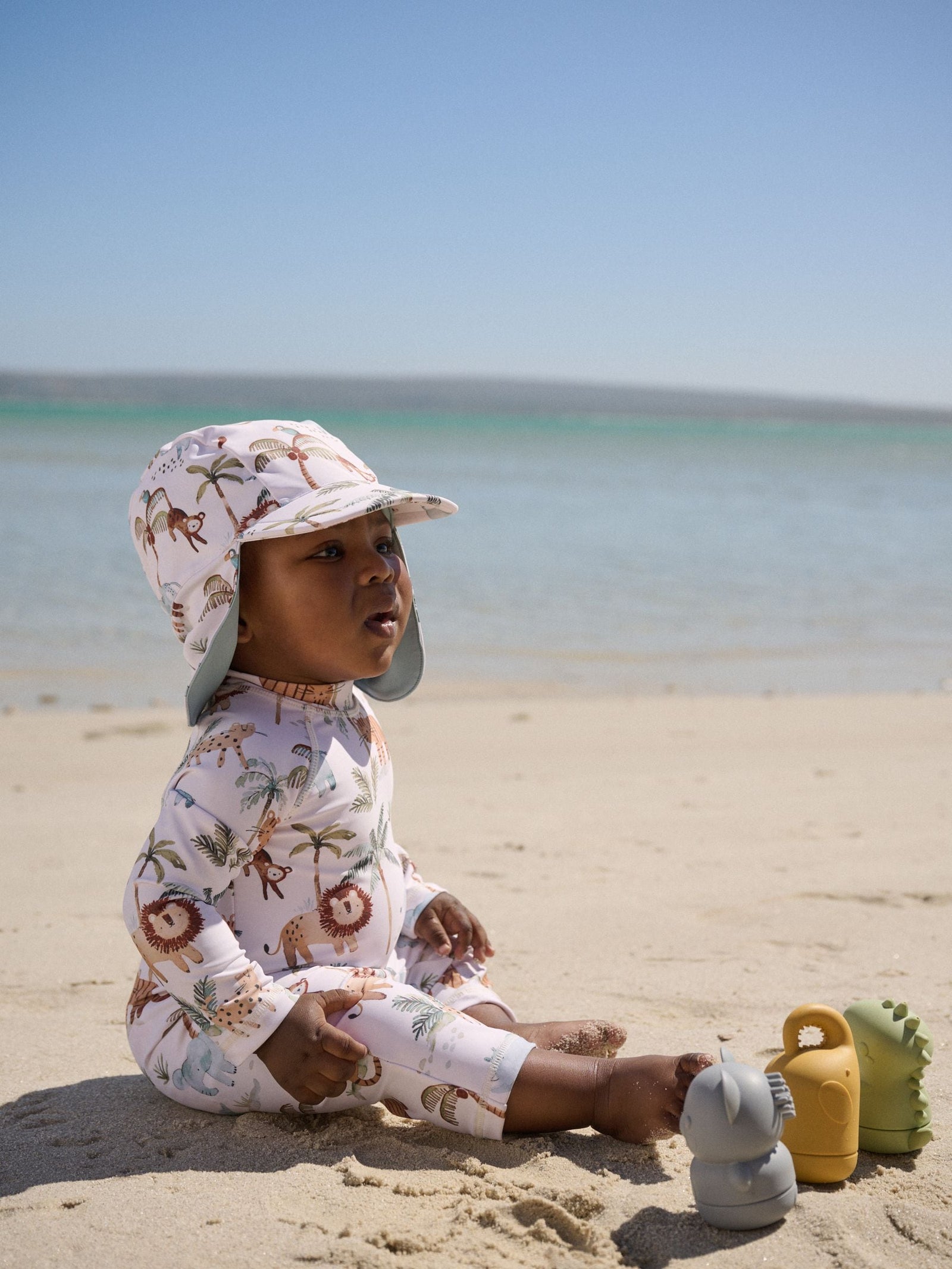 White Sunsafe Swimsuit and Hat Set (3mths-7yrs)