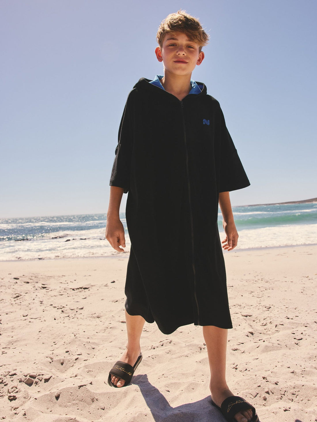 Black Towelling Poncho (3-16yrs)
