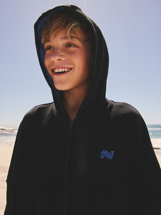 Black Towelling Poncho (3-16yrs)