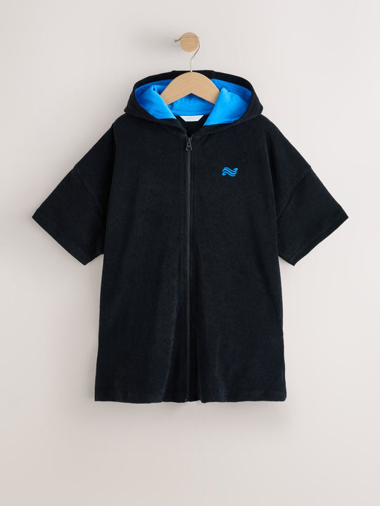 Black Towelling Poncho (3-16yrs)