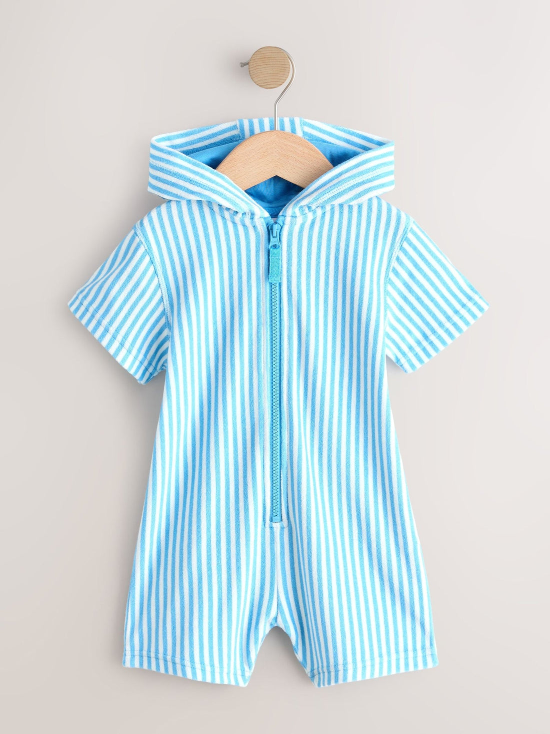Blue Striped Towelling All-In-One (3mths-7yrs)
