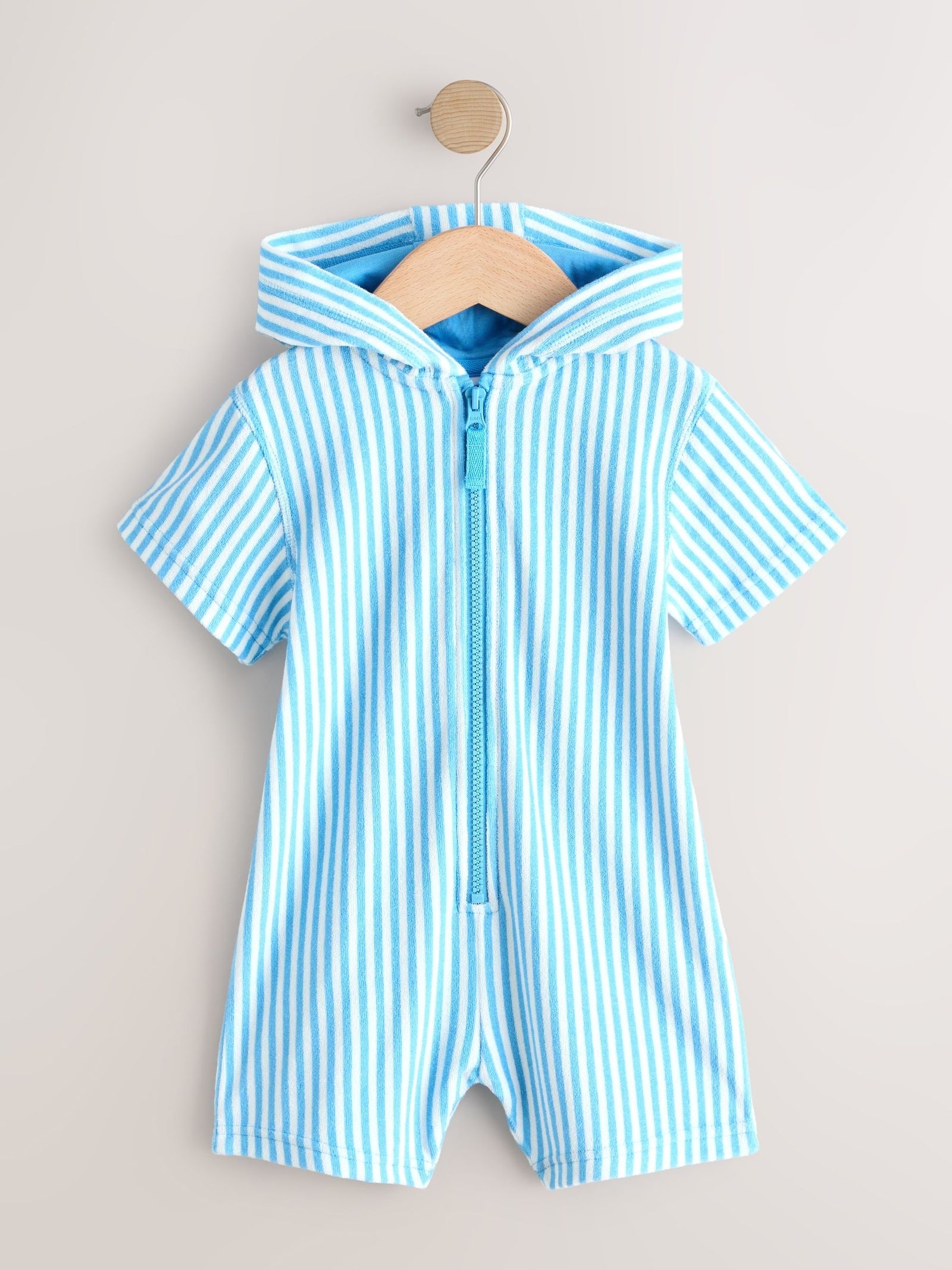 Blue Striped Towelling All-In-One (3mths-7yrs)